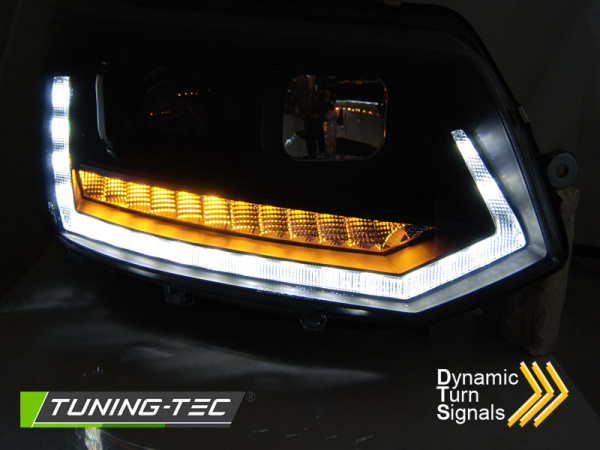 LED Tagfahrlicht Scheinwerfer für VW T5 GP (Facelift) 10-15 schwarz mit dynamischem LED Blinker